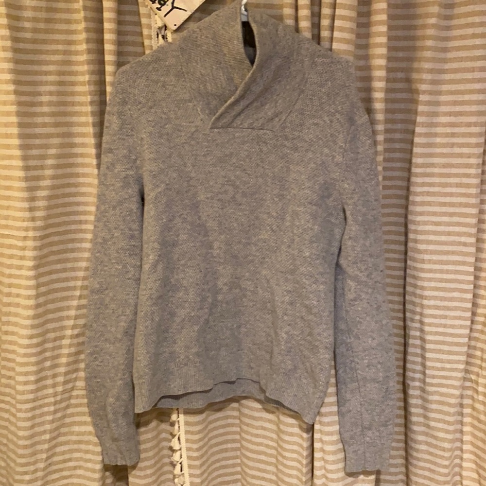 H&M men’s wool blend sweater size L grey long sleeves